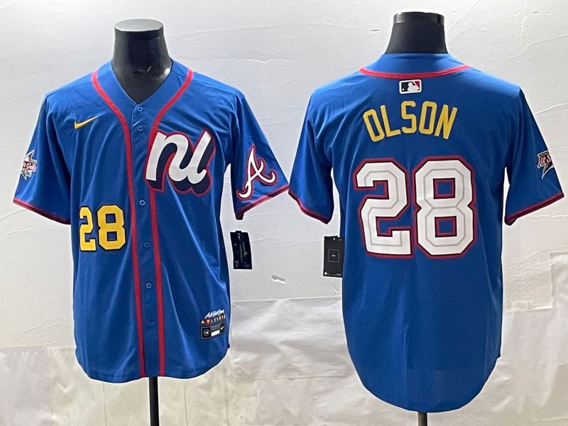 Men 2025 Atlanta Braves #28 Olson Blue All star Nike MLB Jersey style 01